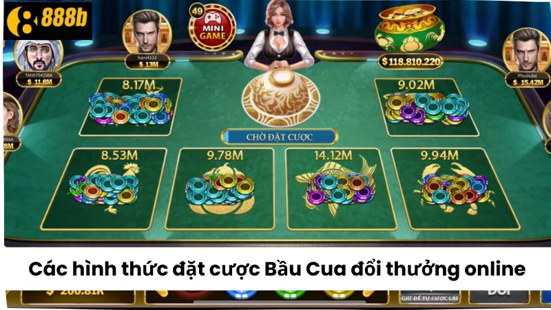 Các hình thức đặt cược Bầu Cua Đổi Thưởng Online 888B