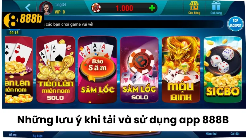 Những lưu ý khi tải và sử dụng app 888B